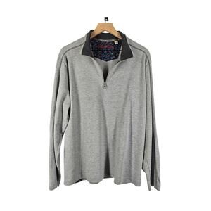 ROBERT GRAHAM MEN'S BRECKEN LIGHT GRAY 1/4 ZIP PULLOVER SWEATER SIZE XL